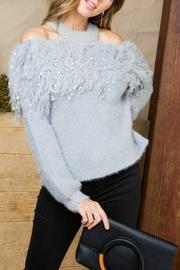  Cold-shoulder Fringe Sweater