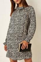  Cream Leopard-print Dress