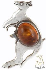  Amber Kangaroo Brooch