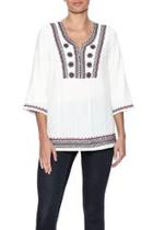  White Peasant Embroidered Top