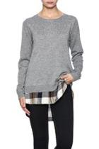  Plaid Hem Sweater