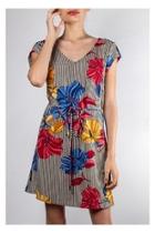  Groovy-striped Floral Dress