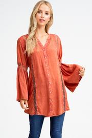  Acid-washed Bell Sleeve Tunic