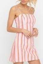  Striped Square-neckline Dress