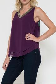  Beaded V-neck Top