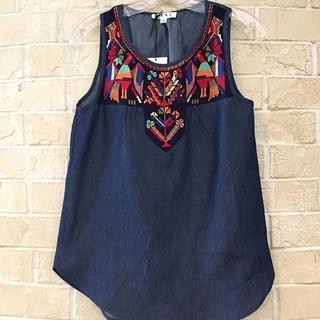  Embroidered Denim Tank