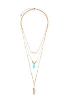  Leaf-multi Pendent-three Layer-necklace