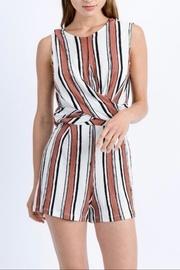  Twisted-front Striped Romper