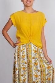  Mustard Twist-front-short-sleeve Top