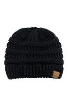  Ponytail Cable Beanie