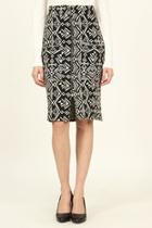  Aztec-print Zip Pocket-pencil-skirt