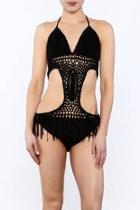  Black Crochet Monokini