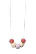  Teething Necklace Rose Terra-cotta Square Beads