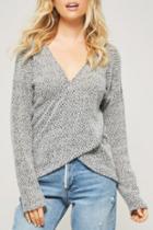  Check Pattern Ultra Soft Twisted Front Sweater