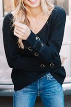  Lace-up Cuff Sweater