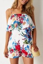  White-floral Layer Playsuit