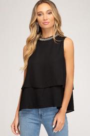  Beaded Mock Neck Top