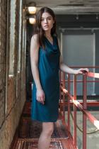  Sleeveless Drape Neck Dress