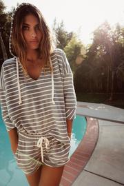  French Terry Striped Pullover Hoodie