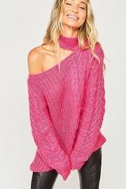  One Shoulder Chunky Cable Knit Sweater