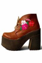  Brown Embroidered Bootie