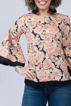  Whimsical Floral Bell Sleeve Top