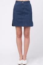  Side Slit Striped Skirt