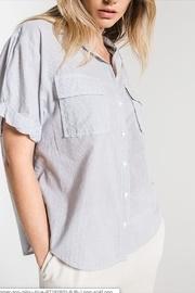  Pocketed Striped Blouse