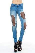  High-waisted Fishnet Jeans