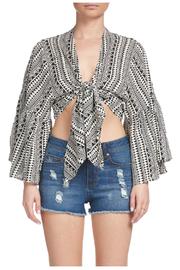  Top 3/4 Bell Sleeve Tie Front