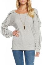  Ruffle Open-neck Raglan