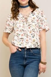  Floral Lace Up Top