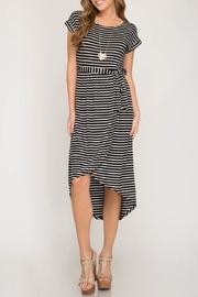  Tie-waist Striped Midi