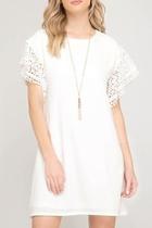  Eyelet Sleeve Dress