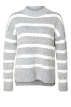  Step-hem Striped Sweater