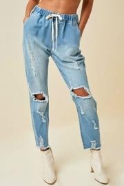  Distressed Denim Sweatpants