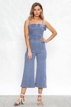  Denim Off-shoulder Jumpsuit