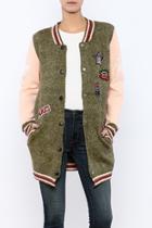  Patch Knit Bomber