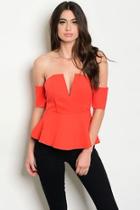  Red Strapless Top