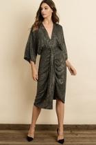  Metallic Deep-v Midi-dress