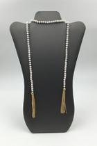  Shimmer-bead Tassel Necklace