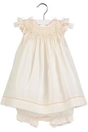  Ecru Smocked-dress & Bloomer-set