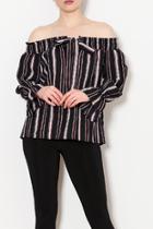  Hanna Striped Off The Shoulder Blouse