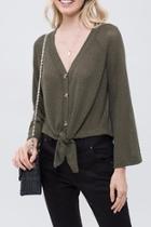  Olive Button-down Top