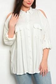 Ivory Cold-shoulder Shirt