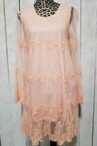  Peach Sheer Dress