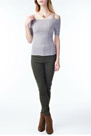  Gray Ribbed Top