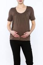  Brown Pleated Short Top