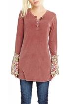  Mauve Embroidered Henley