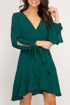  Hunter-green Wrap Dress
